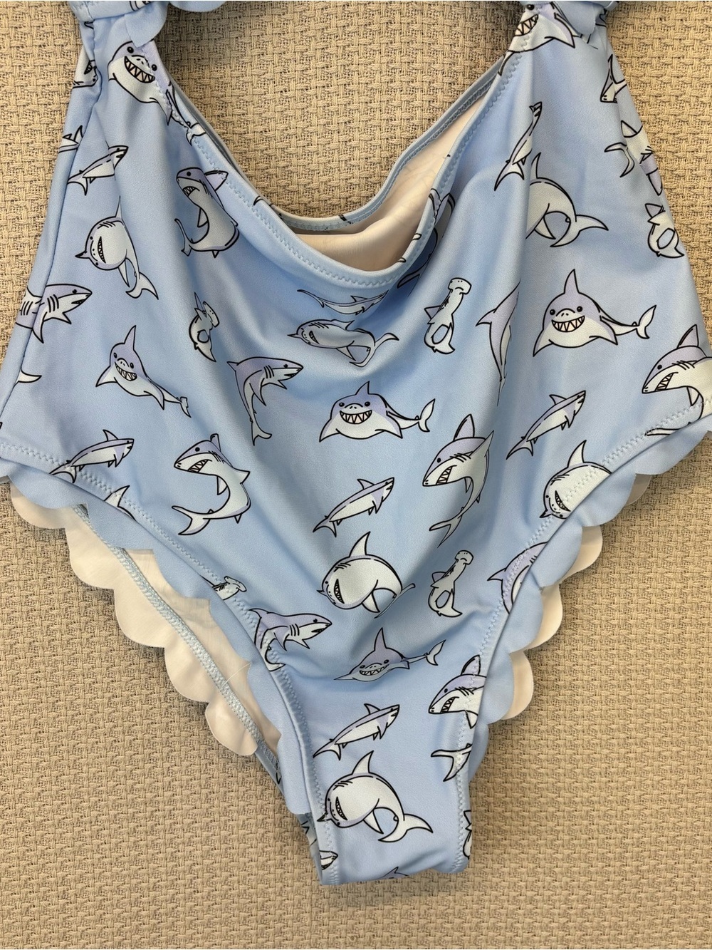 Haikyuu One Piece Shark Cut Out Bathing Suit Women Sz Large Scalloped Anime Fun - Picture 4 of 9